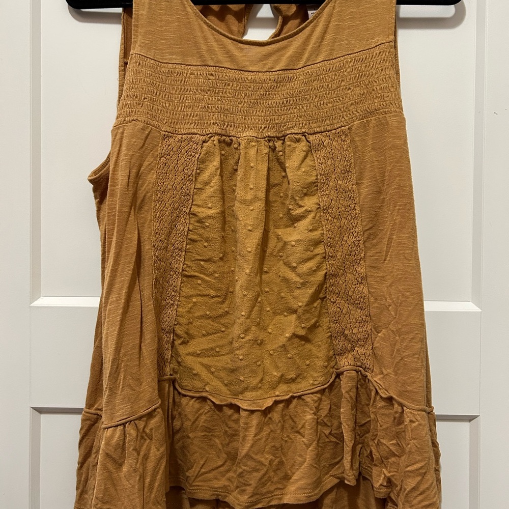Women's Mustard Sleeveless Boho Style Tank Top
